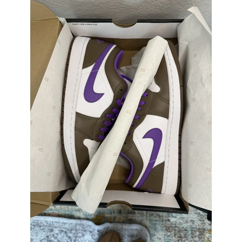 Air Jordan 1 Low Purple Mocha Palomino Wild Berry White 553558-215 Mens 9.5